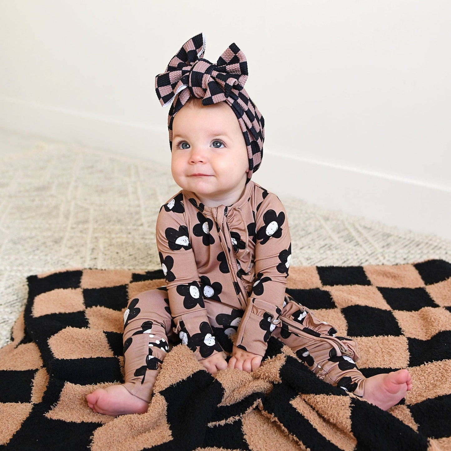 Coco Flowers Ruffle Bamboo Zip Romper