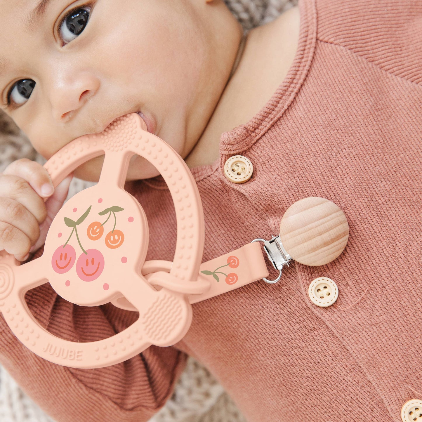 Cherry Cute Teether Ring with Detachable Clip