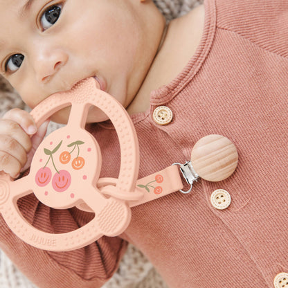 Cherry Cute Teether Ring with Detachable Clip