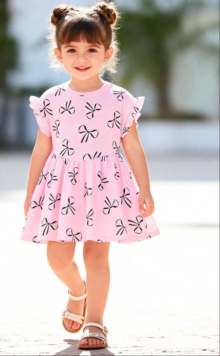 Coquette Print Pink Flutter Dress