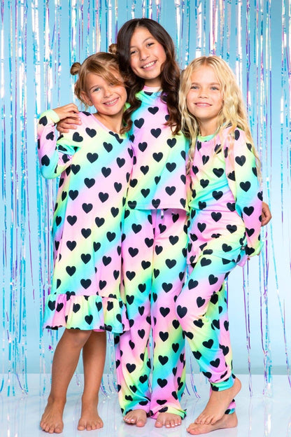 Rainbow Heart Simply Soft Long Sleeve Crew & Slim Lounge Bottom