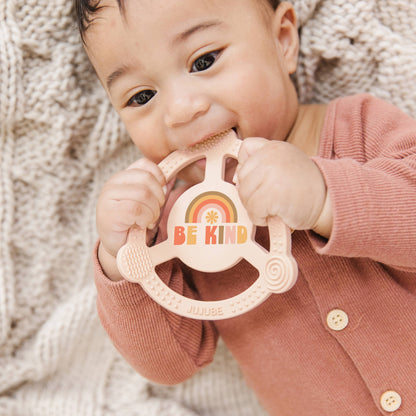 Be Kind Rainbows Teether Ring with Detachable Clip