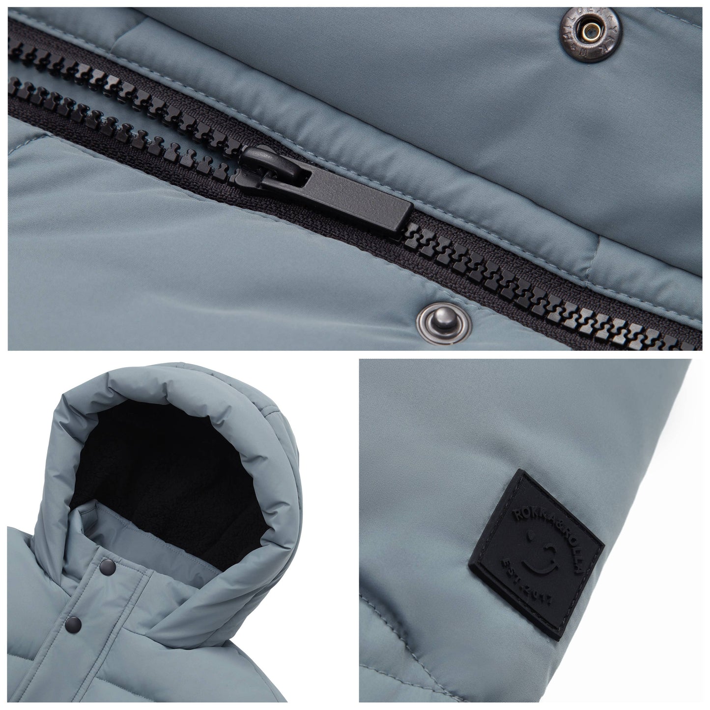 Slate Grid Fleece Lined Puffer Coat