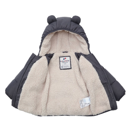 Gray Sherpa Lined Baby Puffer Coat