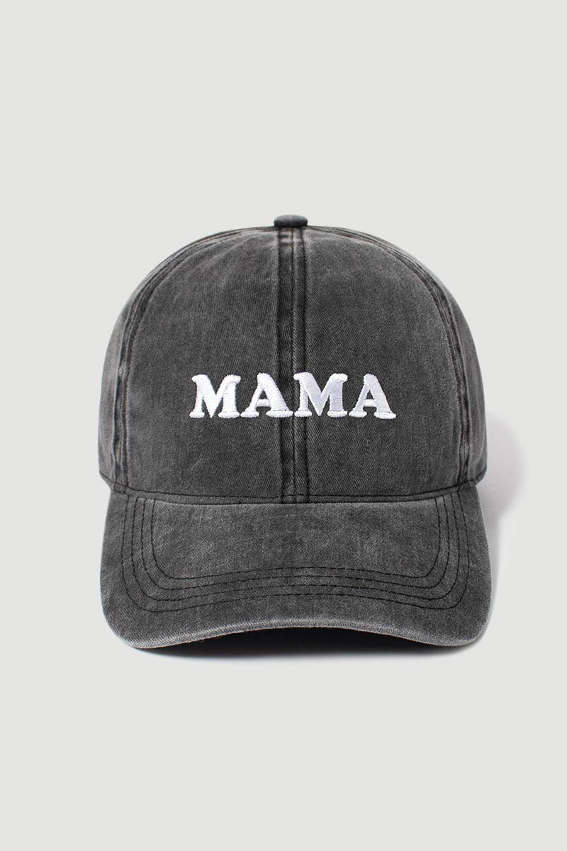 MAMA Black Washed Baseball Hat