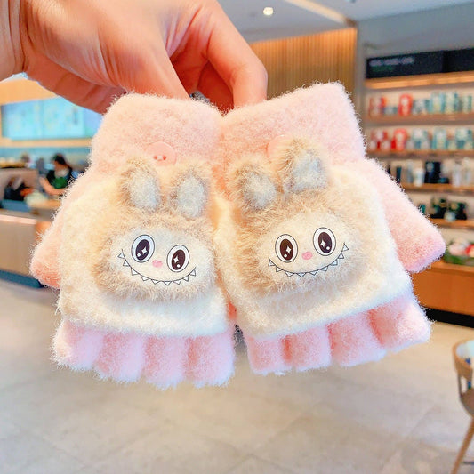 Labubu Convertible Flip Top Gloves in Pink