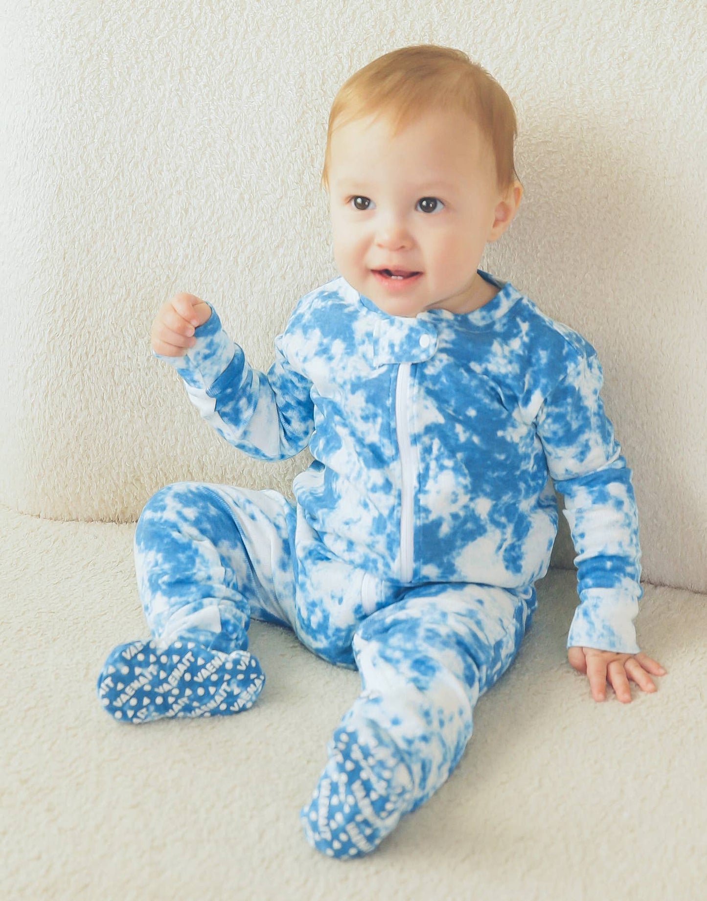 Prism Blue Cotton Zipper Footie