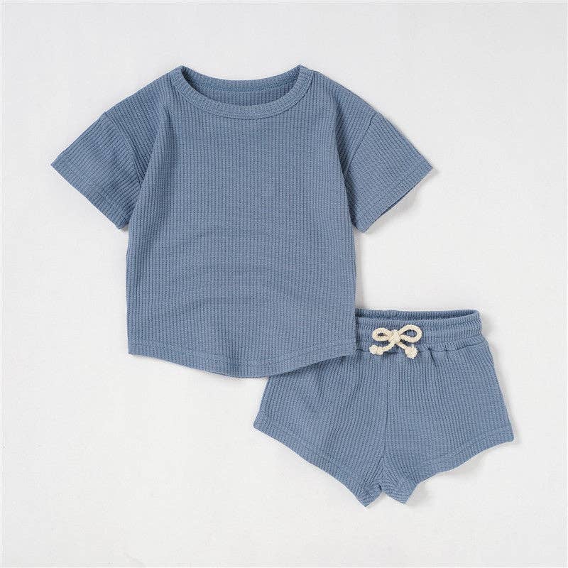 French Blue Organic Cotton Short Sleeve Set
