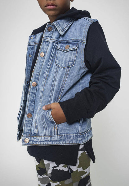 Black Hooded Denim Jacket