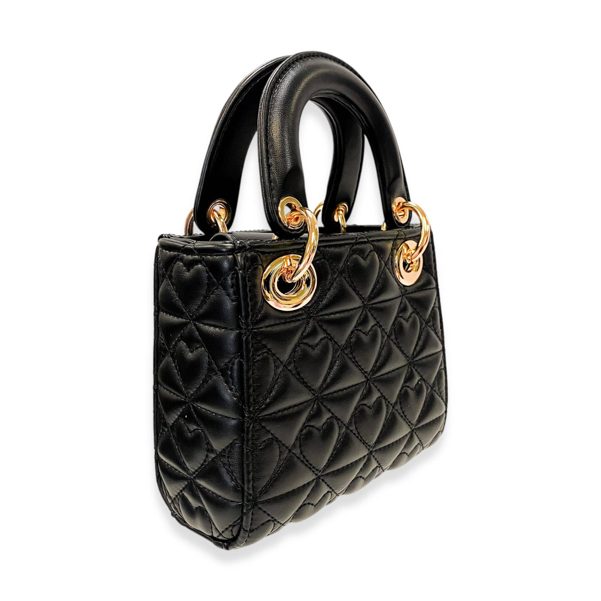 Black Heart-Quilted Handbag
