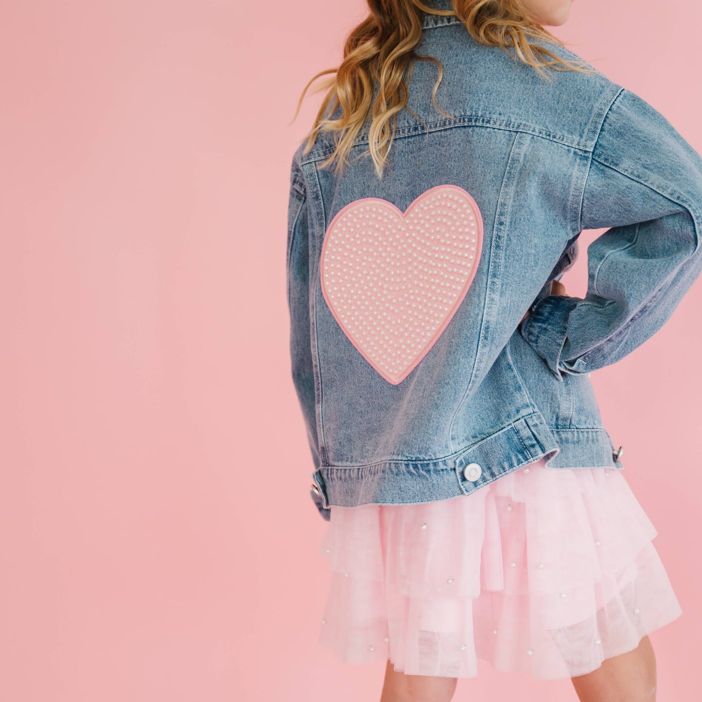 Pearl Heart Patch Denim Jacket