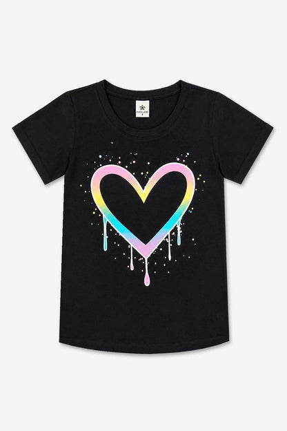 Black Rainbow Drip Heart Modal Tee