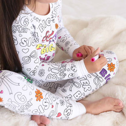 Colorable Big Sis Pajama Set
