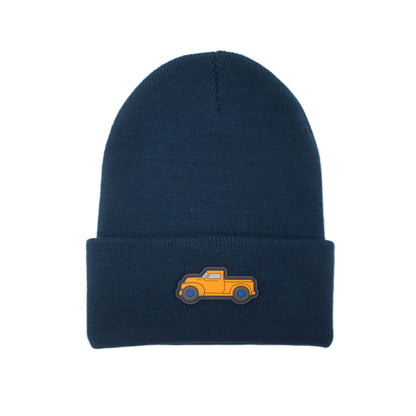 Car Rubber Patch Beanie in Navy