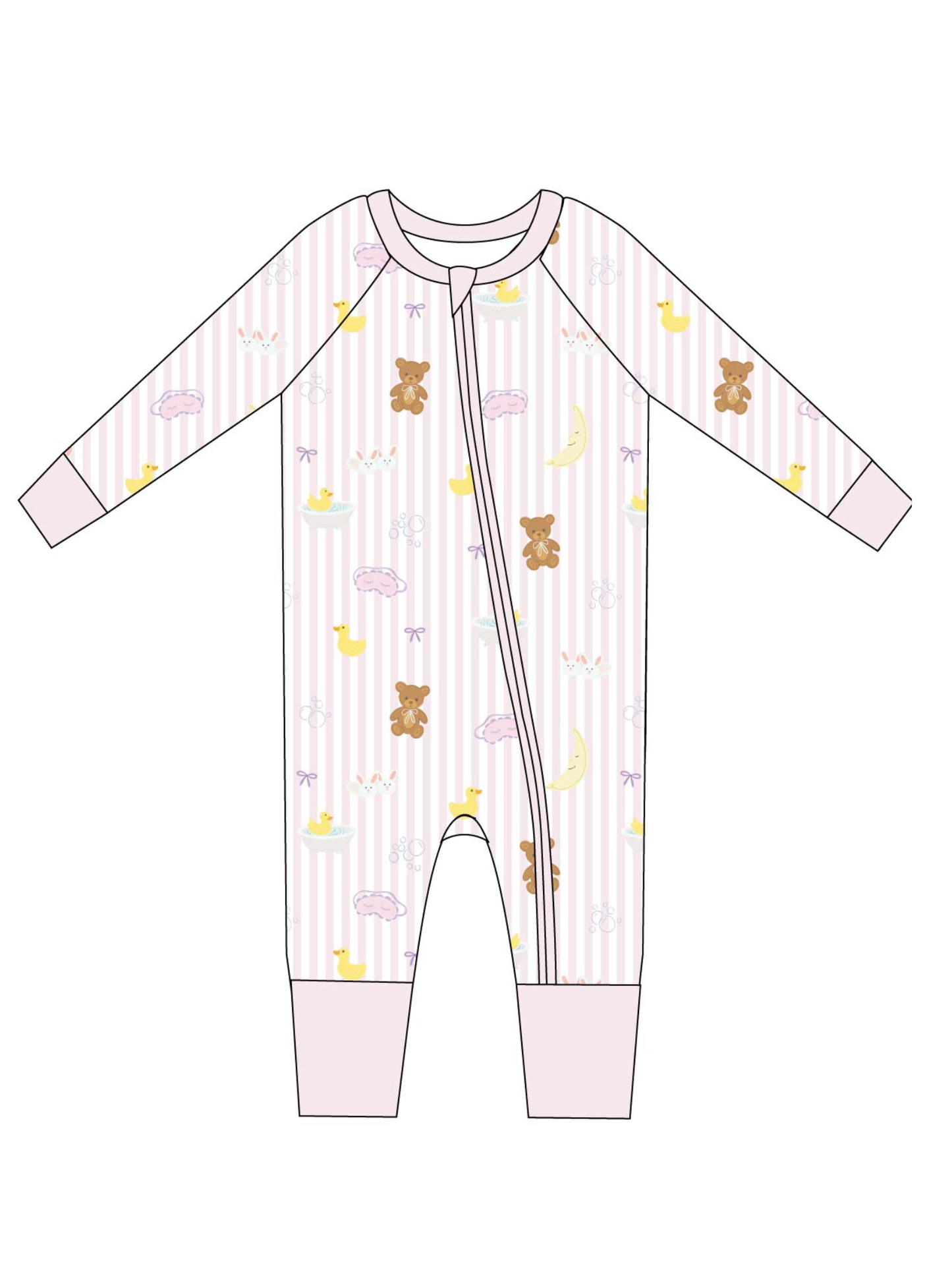 Bathtime Bows Bamboo Zip Romper