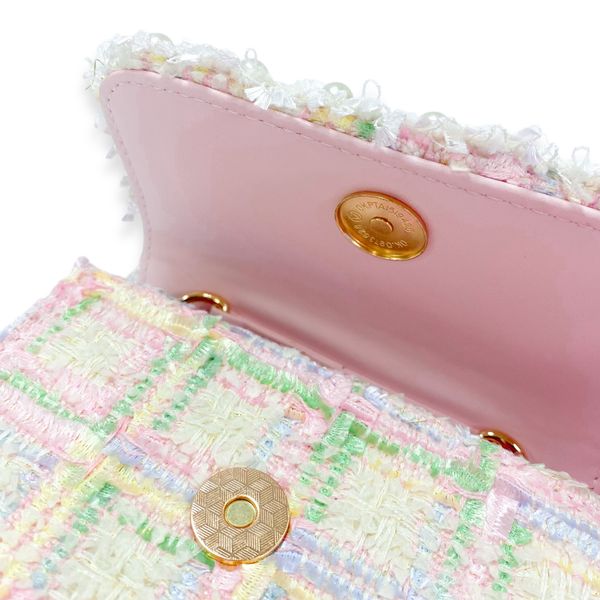 Bow + Floral Pastels Tweed Purse