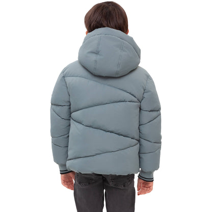 Slate Grid Fleece Lined Puffer Coat