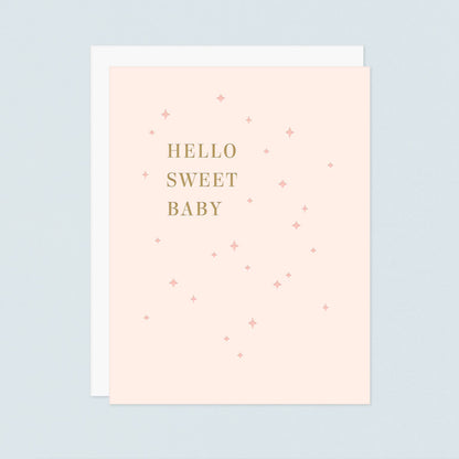 Hello Sweet Baby Letterpress Card - Pink