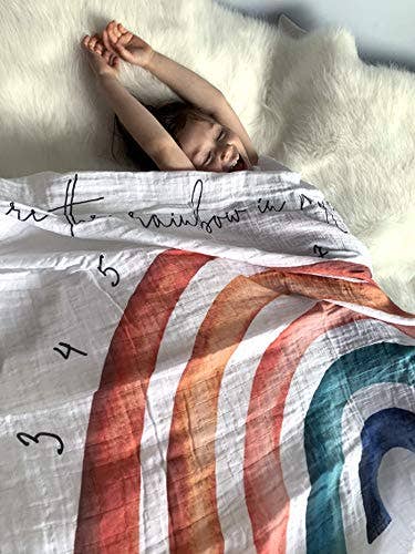 Rainbow Monthly Milestone Organic Blanket