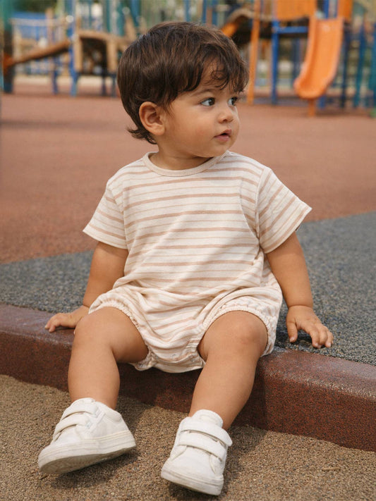 Biscuit Mixed Stripe Organic Cotton Bubble