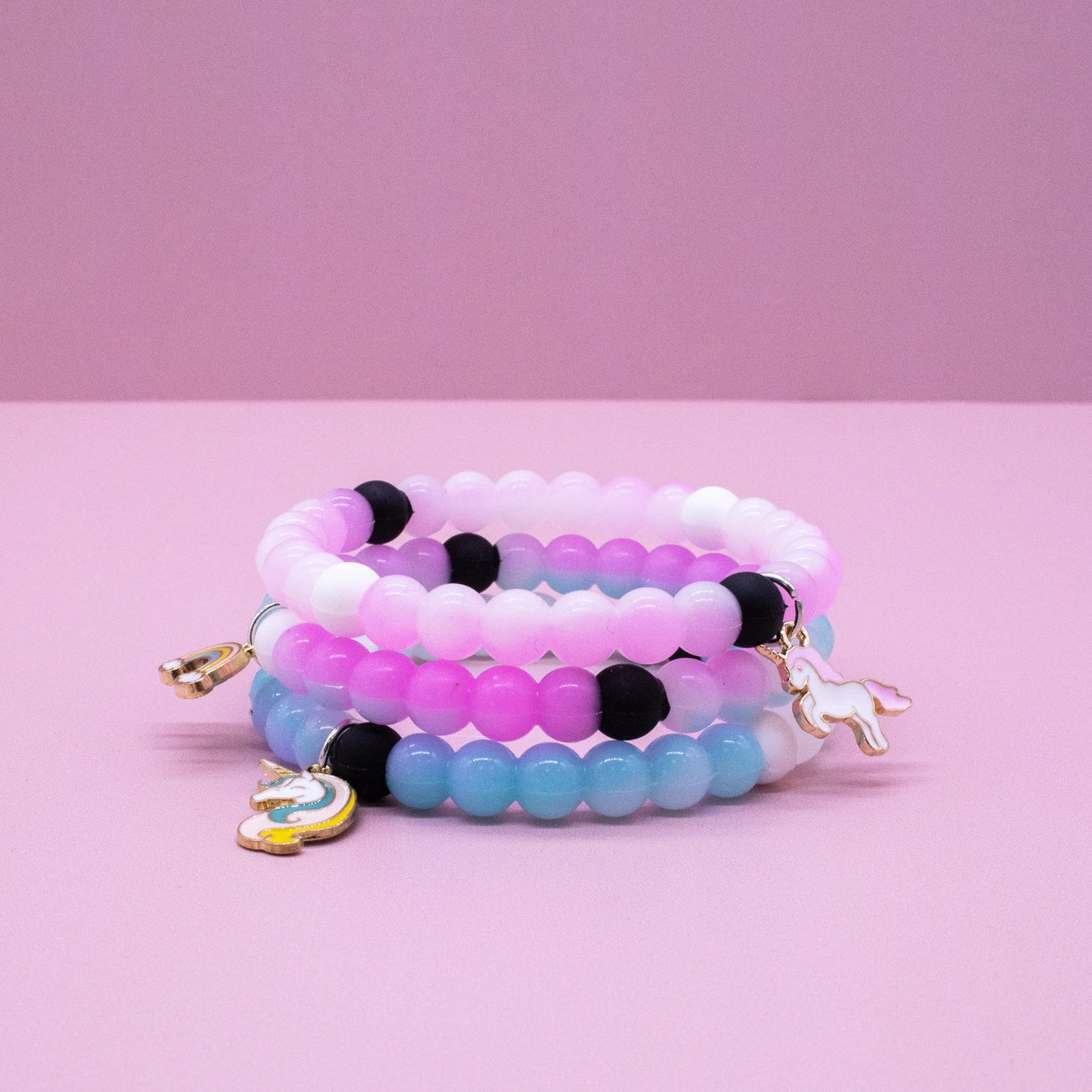 Tie Dye Glow Bubble Bracelet with Charm