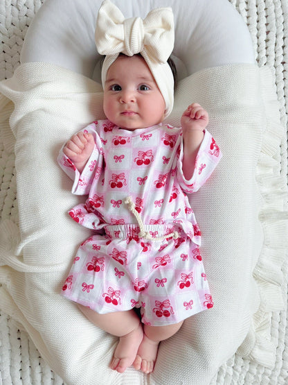 Checkered Cherry Shorts Set
