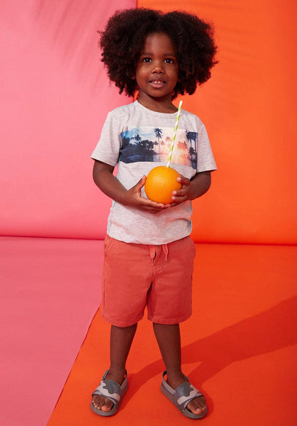 Grey Sunset Contrast Stitch Tee