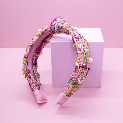 Pink Embellished Knot Headband