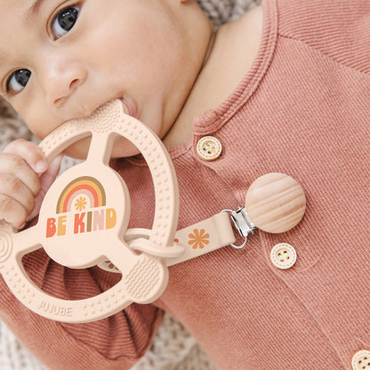 Be Kind Rainbows Teether Ring with Detachable Clip