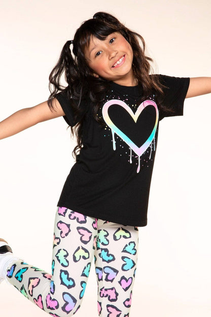 Black Rainbow Drip Heart Modal Tee