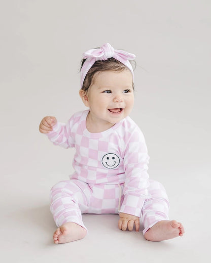 Pink Checkered Smiley Lounge Set