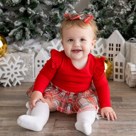 Christmas Plaid Tulle Bow Baby Headband