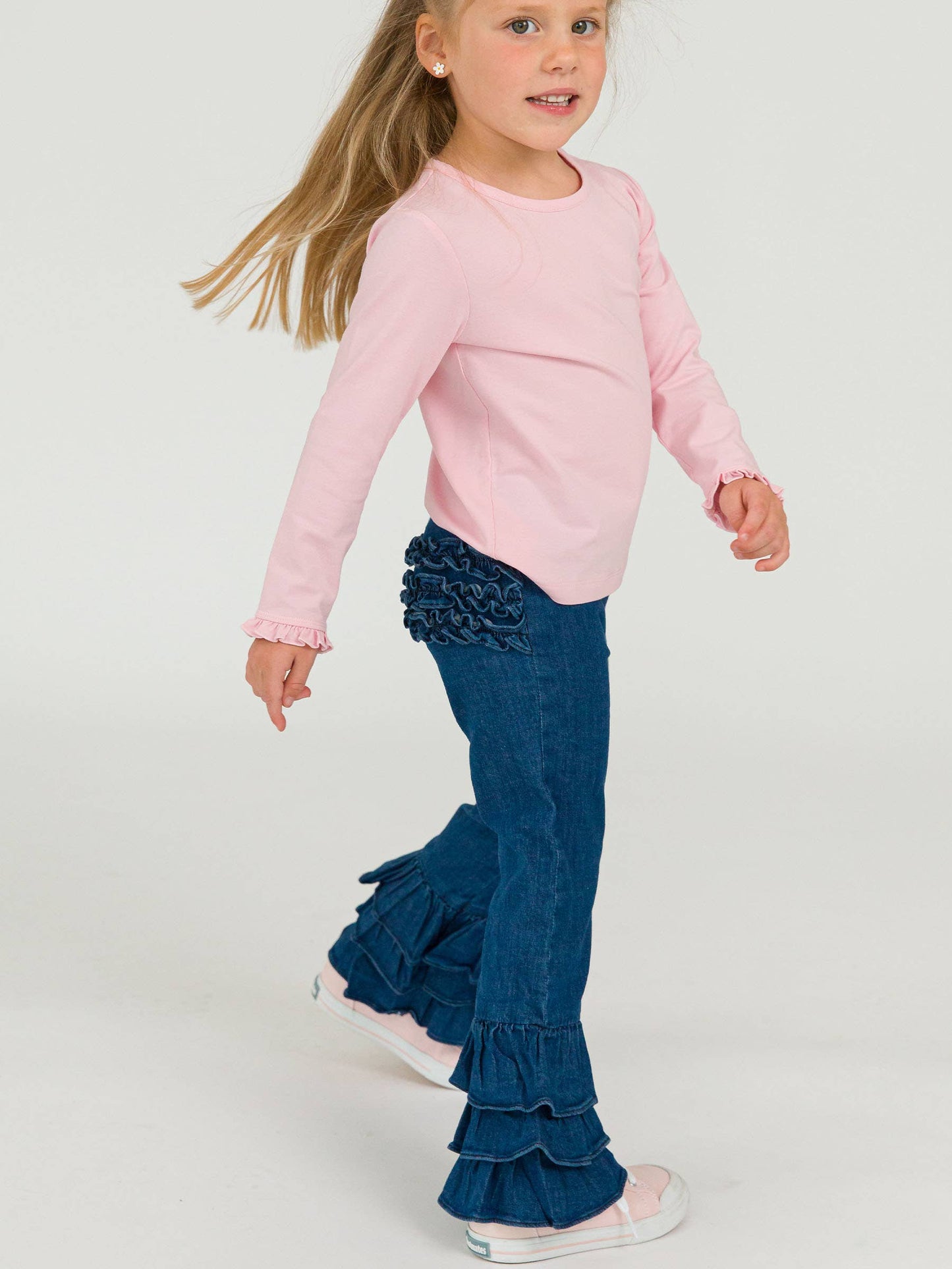 Stretch Denim Flare Pants with Ruffles (Infant)