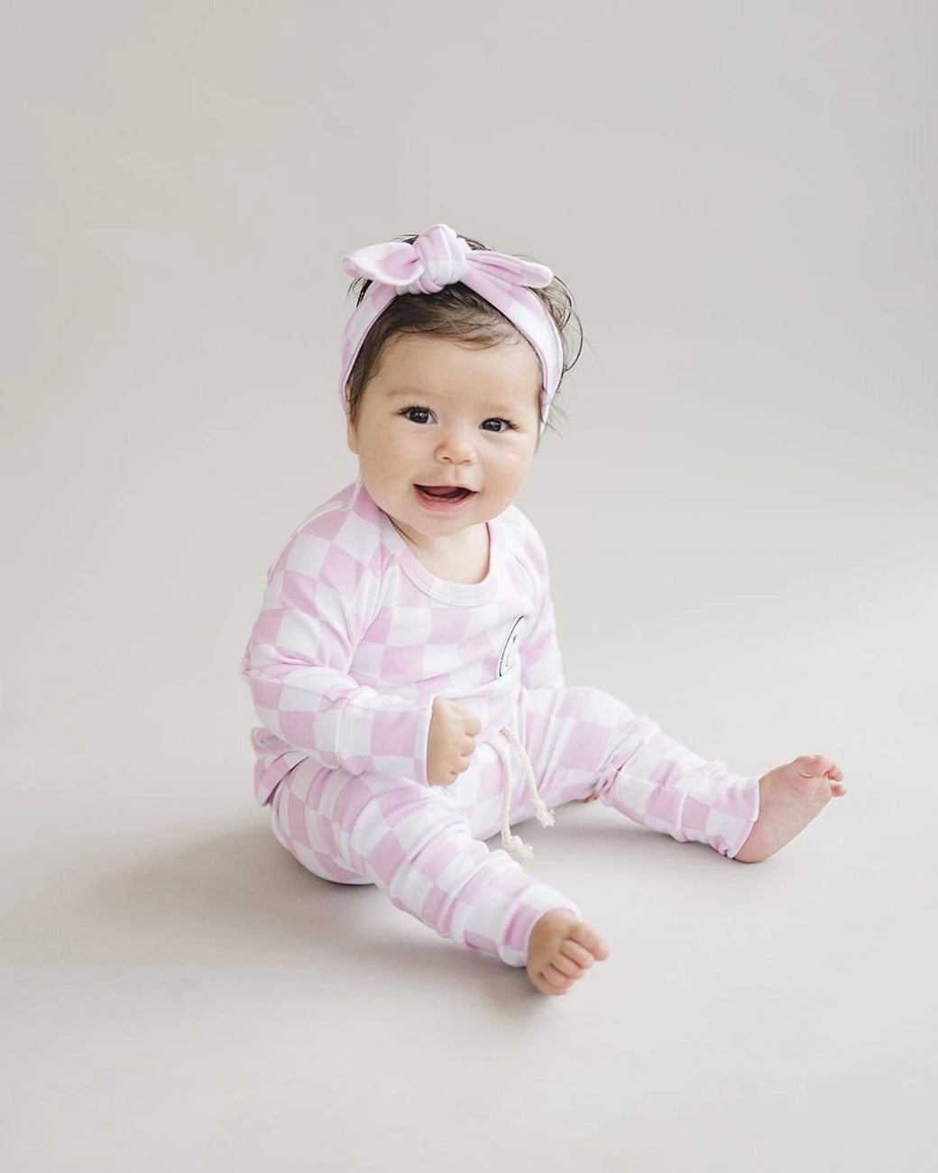 Pink Checkered Smiley Lounge Set