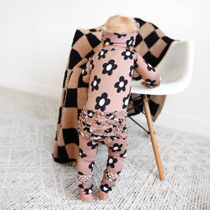 Coco Flowers Ruffle Bamboo Zip Romper