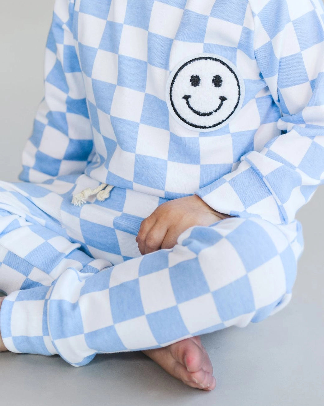 Blue Checkered Smiley Lounge Set