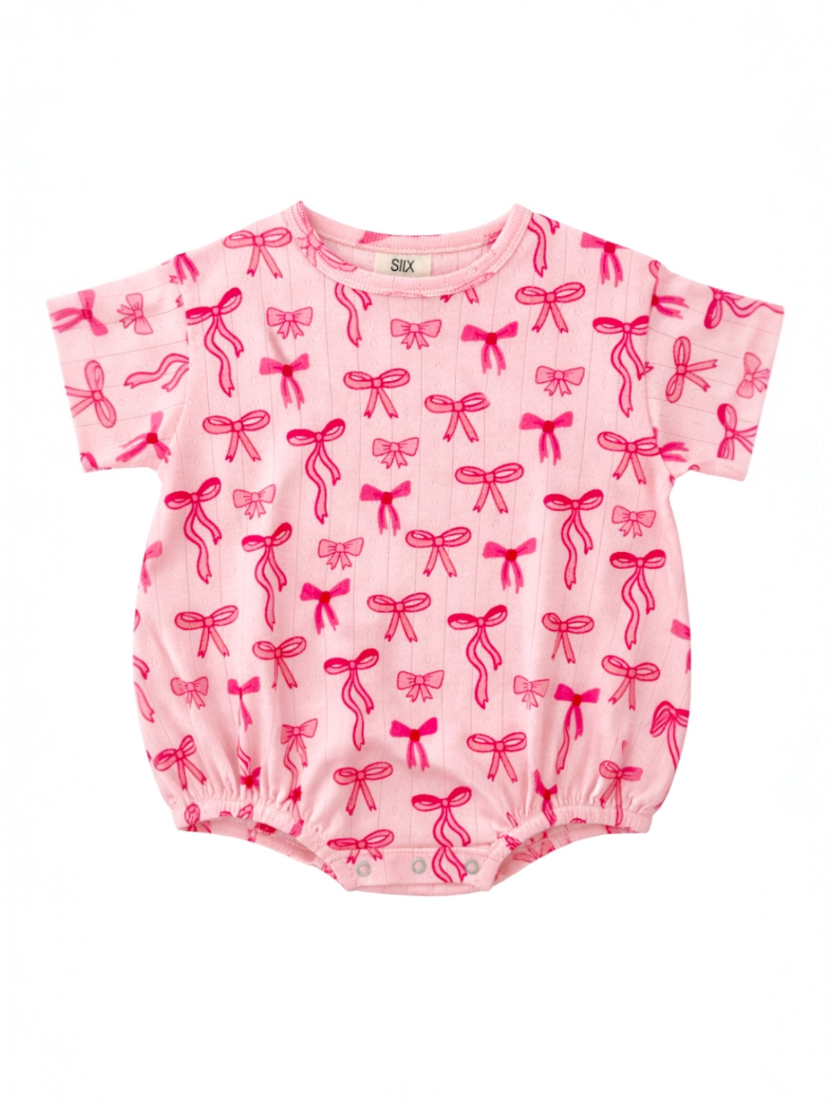 Pink Bows Organic Cotton Pointelle Bubble