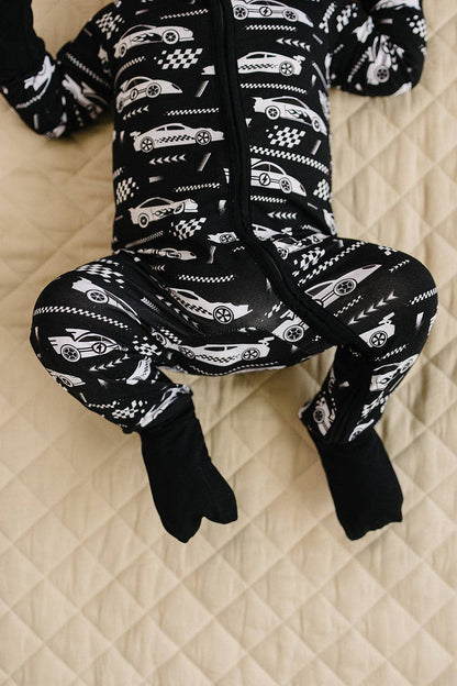 Race Cars Bamboo Zip Romper
