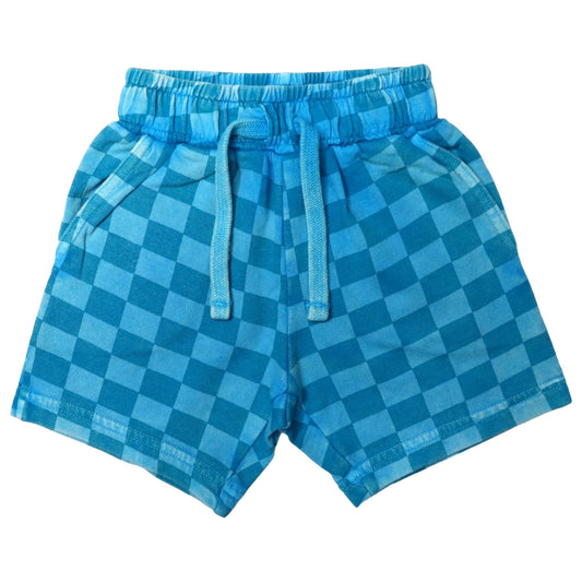 Turq Check French Terry Shorts