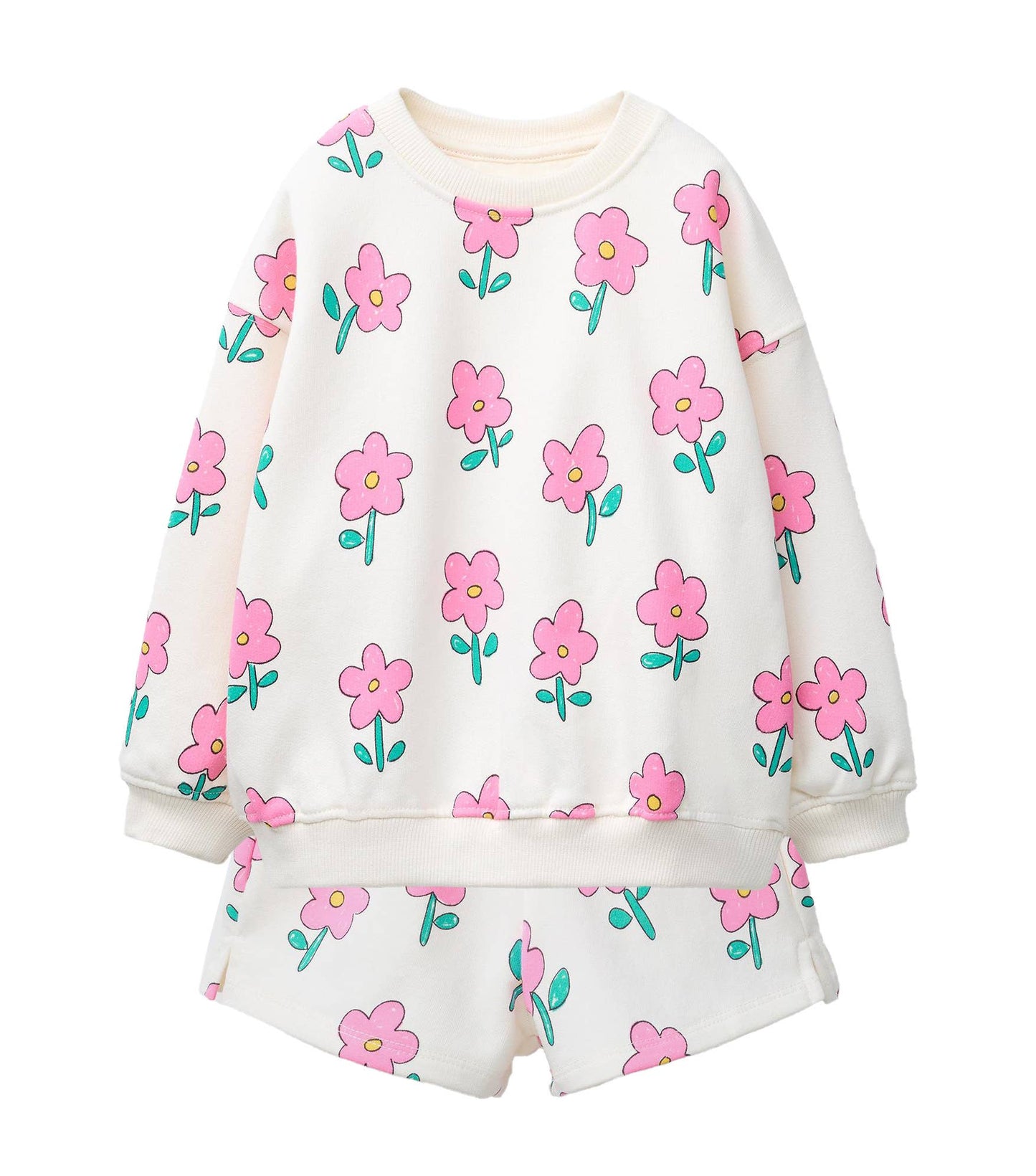 Flowery Sweatshirt + Short Set