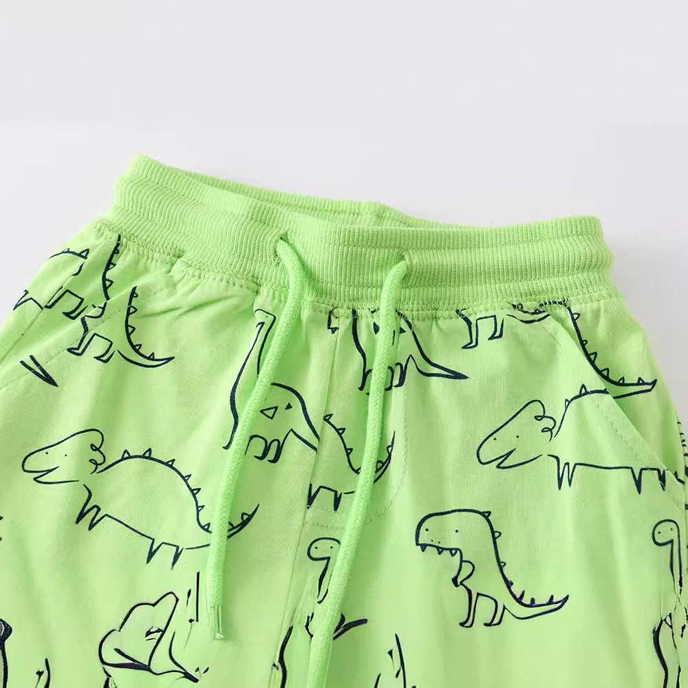 Lime Green Dino Soft Shorts