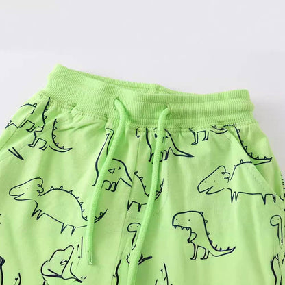 Lime Green Dino Soft Shorts