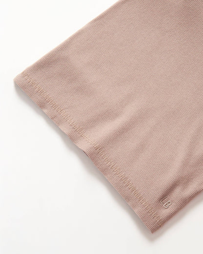 Long Sleeve Ribbed Tee in Mushroom