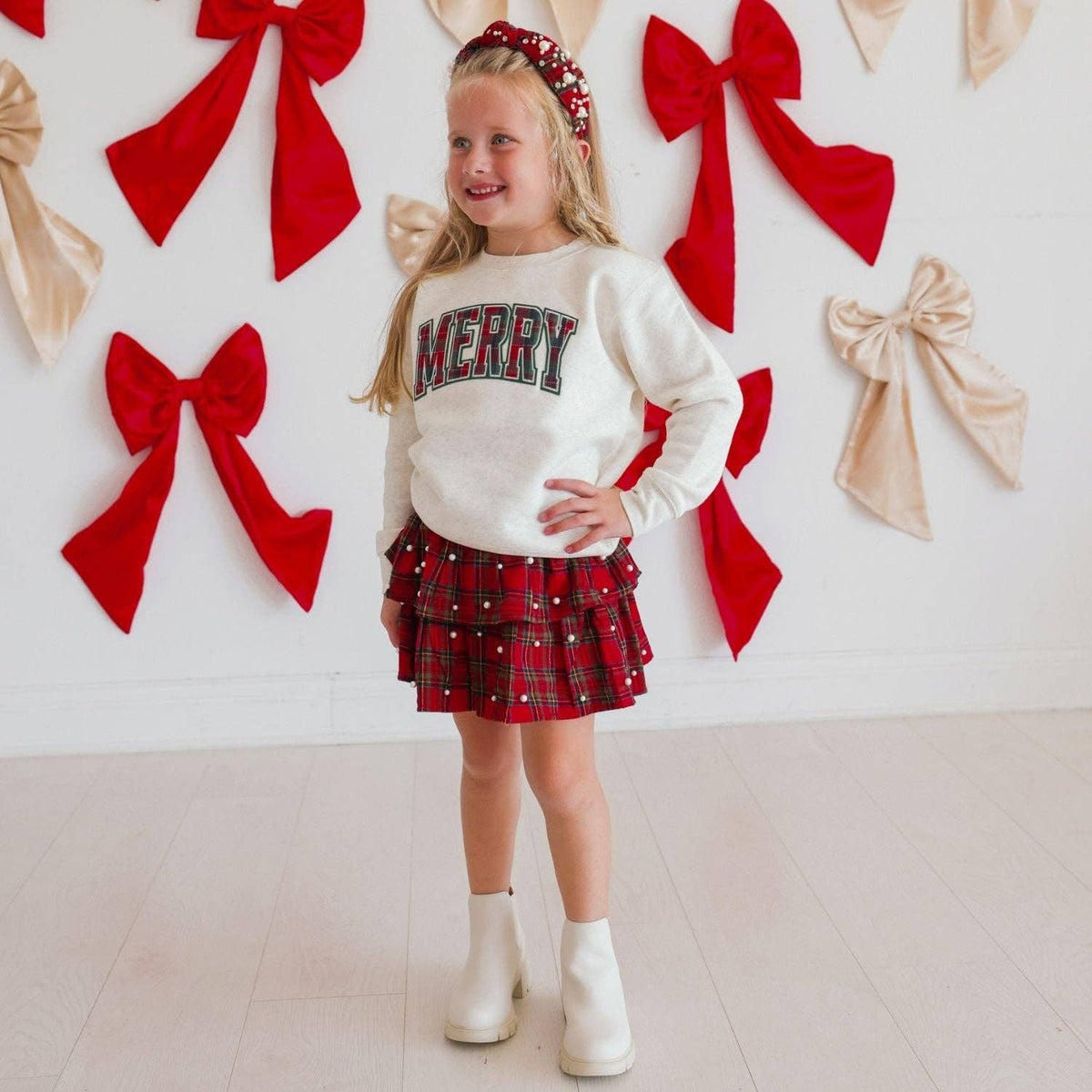 Merry Tartan Patch Sweatshirt