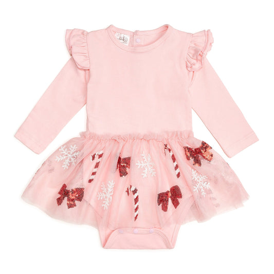 Candy Cane Cutie L/S Tutu Bodysuit