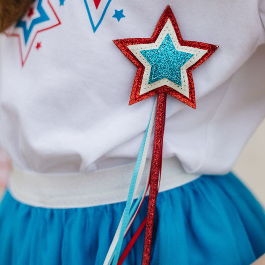 Red White + Blue Star Wand