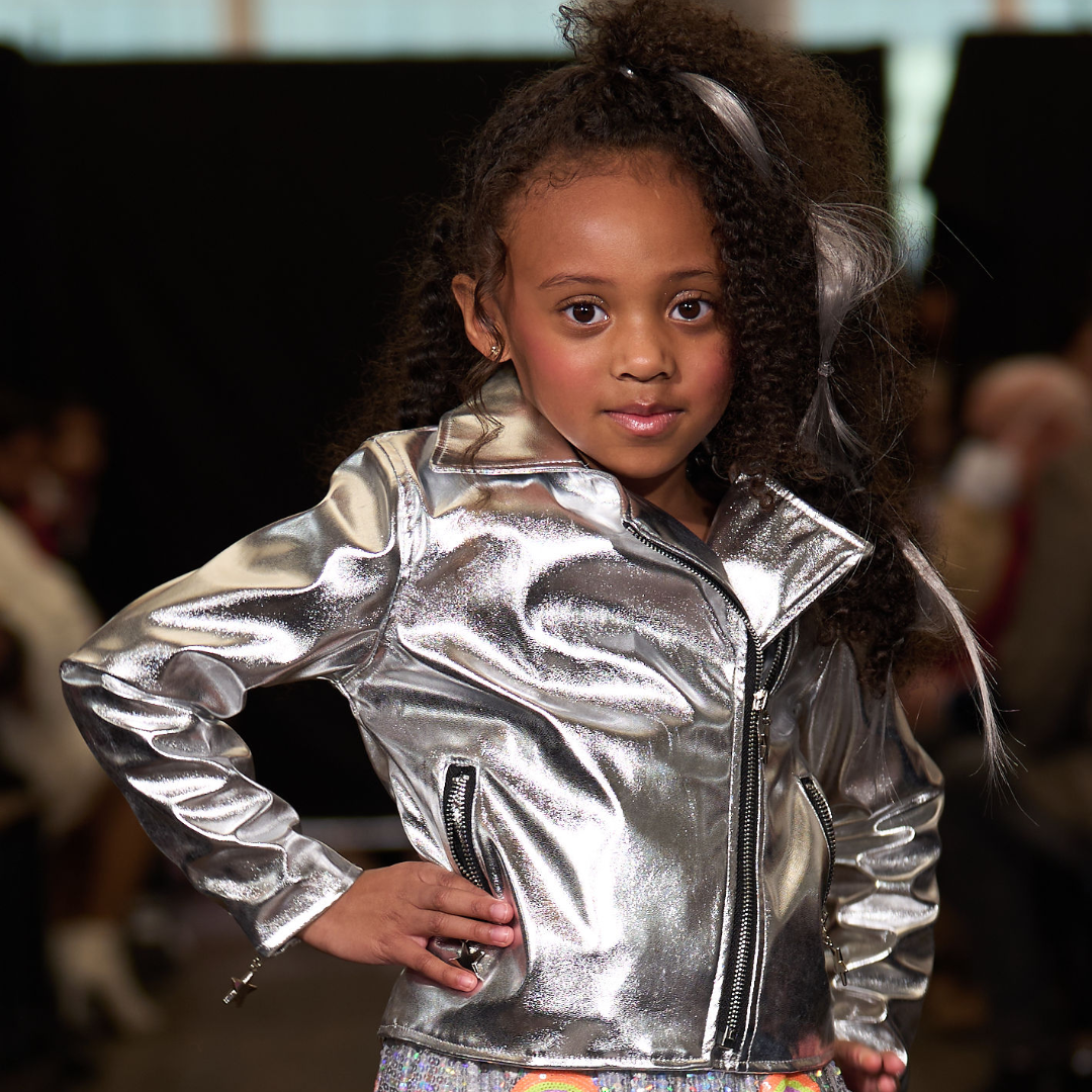 Silver Metallic Faux Leather Heart Jacket