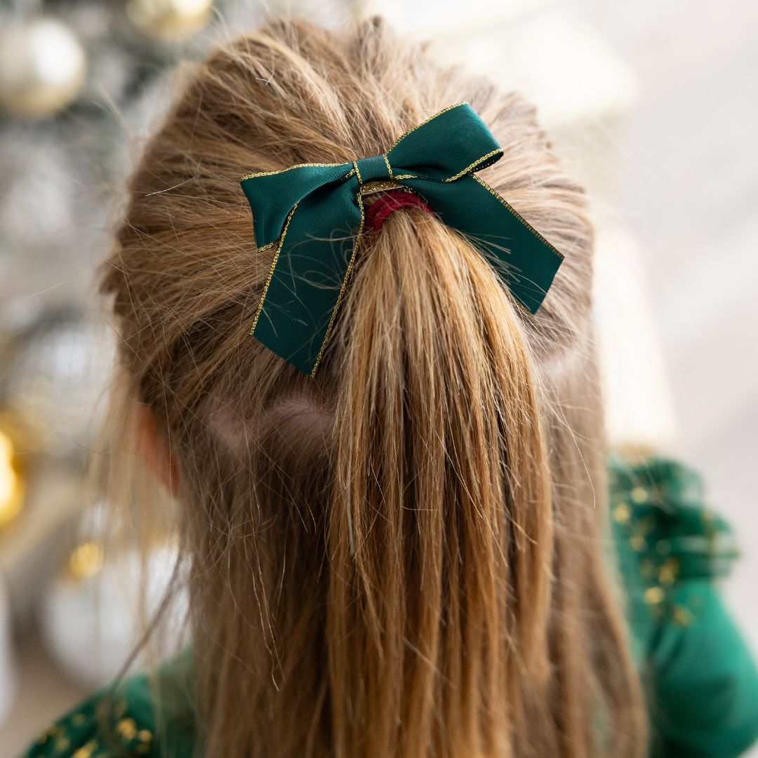 Emerald Coquette Bow Clip