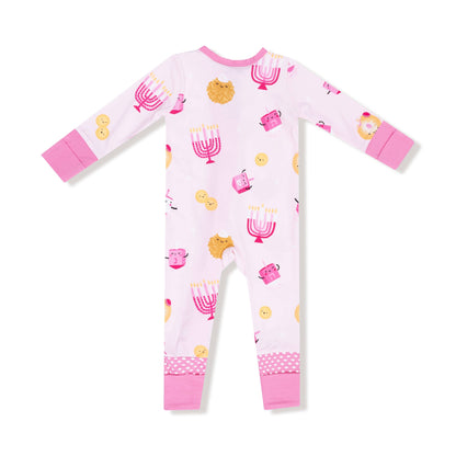 Pink Hanukkah Convertible Bamboo Romper