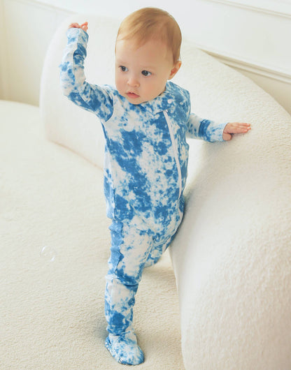 Prism Blue Cotton Zipper Footie